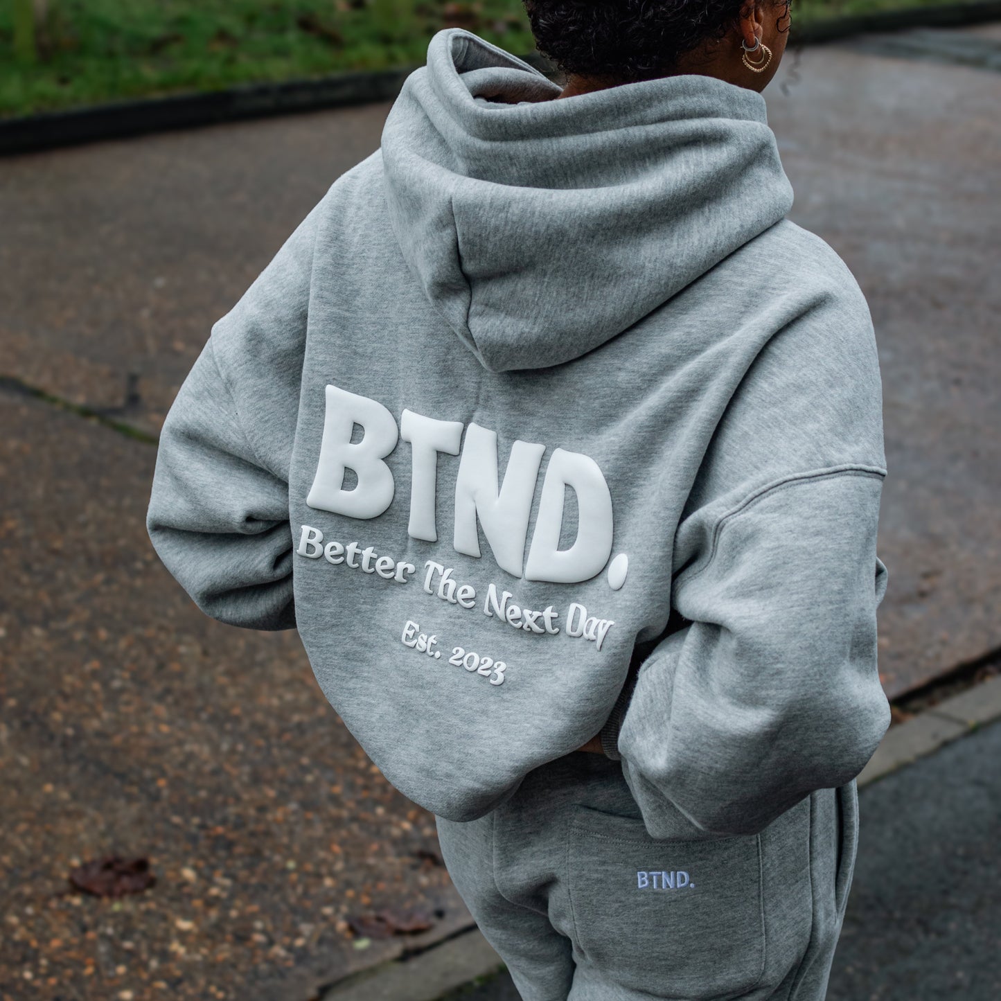 Oyster Grey Track Hoodie