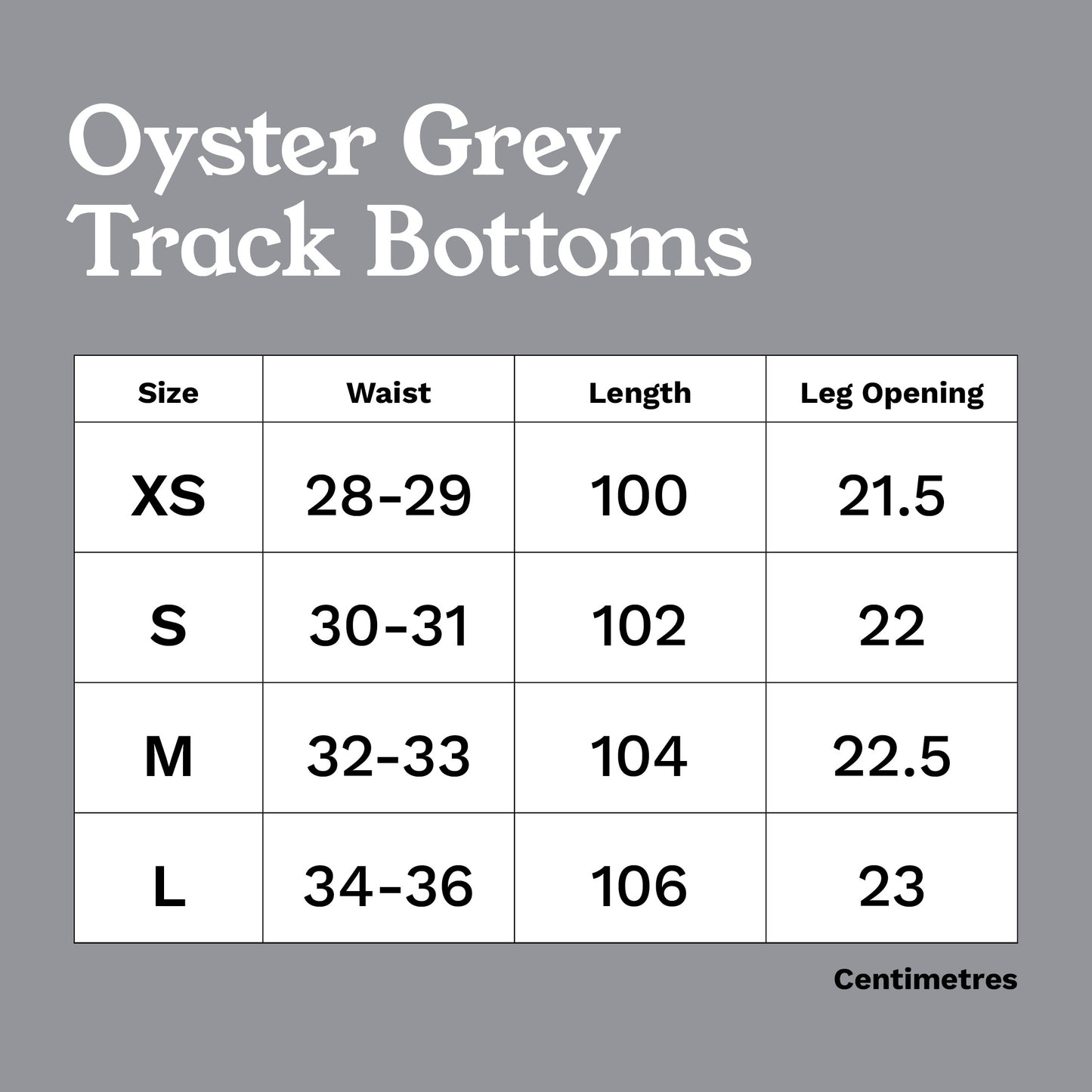 Oyster Grey Track Bottoms